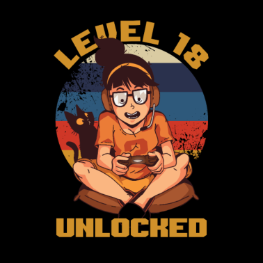 Motiv Geschenk zum 18. Geburtstag, Stufe 18, freigeschaltet