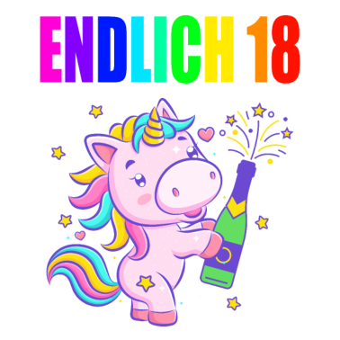 Motiv Endlich 18 lustig 18 Jahre Einhorn 18. Geburtstag