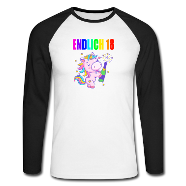 Geschenk zum 18 Langarmshirt - Endlich 18 lustig 18 Jahre Einhorn 18. Geburtstag