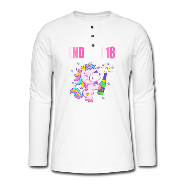 Geschenk zum 18 Langarmshirt - Endlich 18 lustig 18 Jahre Einhorn 18. Geburtstag