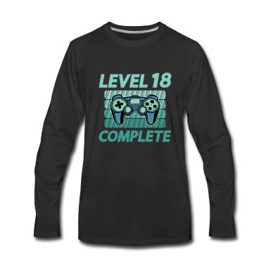 Geschenk zum 18 Langarmshirt - 18. Geburtstag Gamer Level 18 Complete 18 Jahre