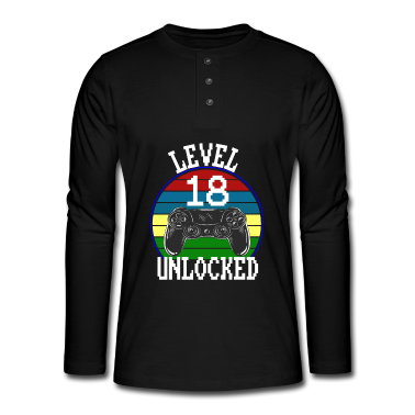 Geschenk zum 18 Langarmshirt - Level 18 Unlocked Geschenkidee 18. Geburtstag