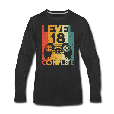 Geschenk zum 18 Langarmshirt - Level 18 Complete 18. Geburtstag Gamer 18 Jahre