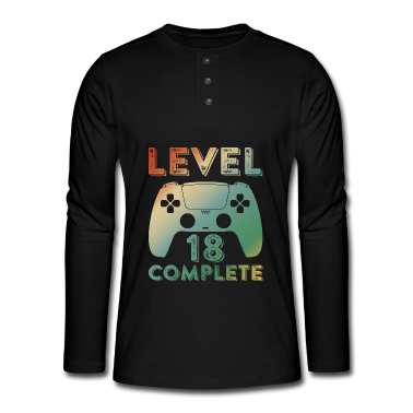 Geschenk zum 18 Langarmshirt - Gaming Zocken 18 Geburtstag Level 18 Complete