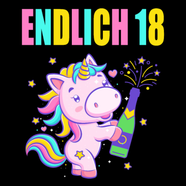 Motiv Endlich 18 lustig 18 Jahre Einhorn 18. Geburtstag