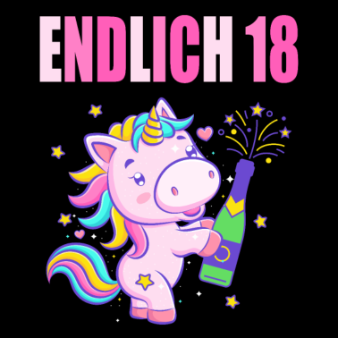 Motiv Endlich 18 lustig 18 Jahre Einhorn 18. Geburtstag