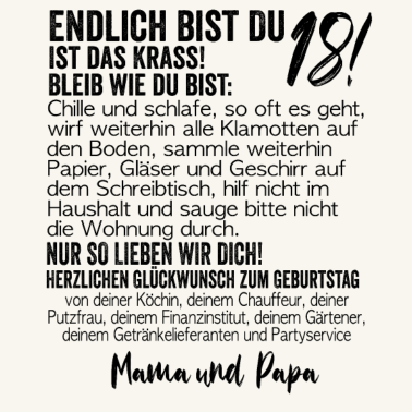 Motiv 18. Geburtstag Endlich 18 Jahre Geschenk zum 18.