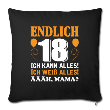 Geschenk zum 18 Kissenbezug - Endlich 18 | Geschenk zum 18. Geburtstag