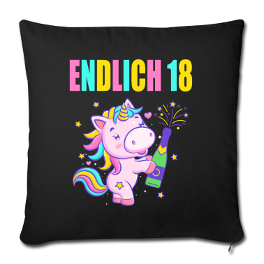 Geschenk zum 18 Kissenbezug - Endlich 18 lustig 18 Jahre Einhorn 18. Geburtstag