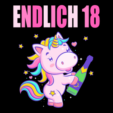 Motiv Endlich 18 lustig 18 Jahre Einhorn 18. Geburtstag