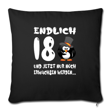 Geschenk zum 18 Kissenbezug - Endlich 18 Pinguin