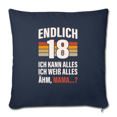 Geschenk zum 18 Kissenbezug - 18. Geburtstag Jungen Mädchen Endlich 18