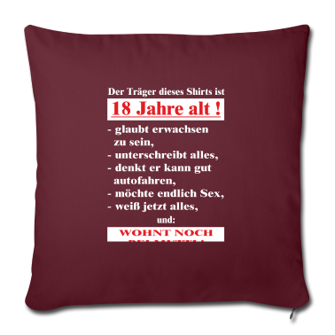 Geschenk zum 18 Kissenbezug - 18 wohnt bei Mutti - 2002 18 Geburtstag