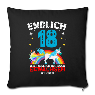 Geschenk zum 18 Kissenbezug - Endlich 18 Erwachsen Einhorn 18. Geburtstag
