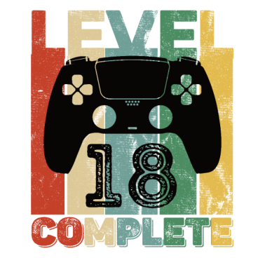 Motiv Gaming Zocken 18 Geburtstag Level 18 Complete