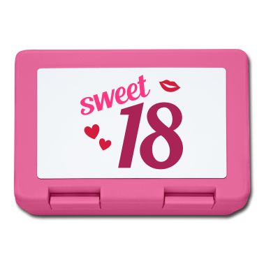 Geschenk zum 18 Brotdose - Sweet 18 (Herzen, Lippen)