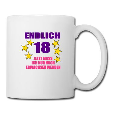 Geschenk zum 18 Tasse - endlich 18