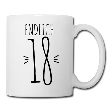 Geschenk zum 18 Tasse - Endlich 18! Spruch 18. Geburtstag Geschenk