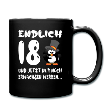 Geschenk zum 18 Tasse - Endlich 18 Pinguin