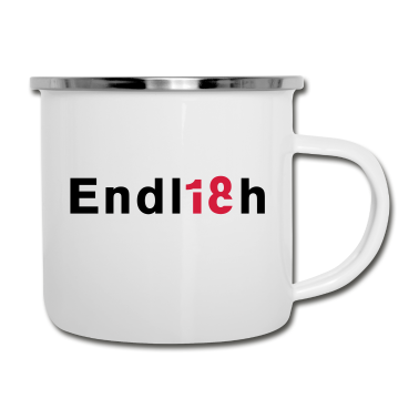 Geschenk zum 18 Emaille Tasse - Endlich 18