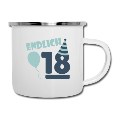 Geschenk zum 18 Emaille Tasse - Endlich 18