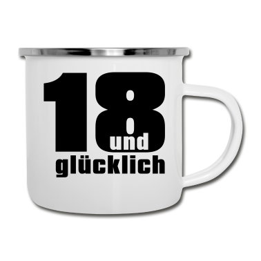 Geschenk zum 18 Emaille Tasse - 18 und gluecklich