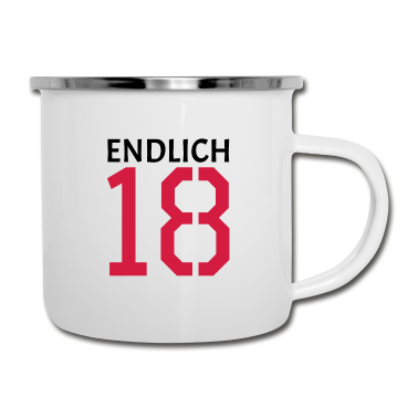 Geschenk zum 18 Emaille Tasse - endlich 18 Geschenk