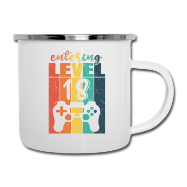 Geschenk zum 18 Emaille Tasse - Level 18 Gaming Controller 18. Geburtstag