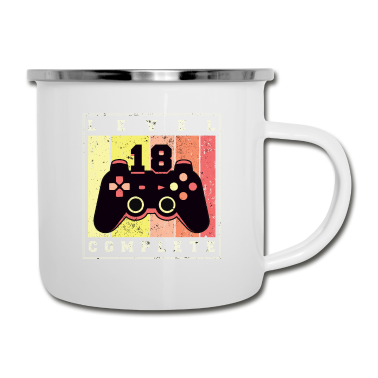 Geschenk zum 18 Emaille Tasse - Cooles Gamer Shirt Level 18 zum 18. Geburtstag
