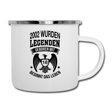Geschenk zum 18 Emaille Tasse - Mit 18 beginnt das Leben