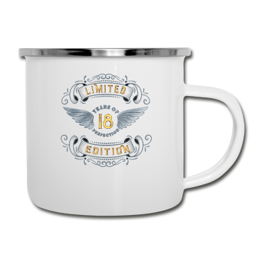 Geschenk zum 18 Emaille Tasse - Geschenk zum 18. Geburtstag - 18 Jahre alt