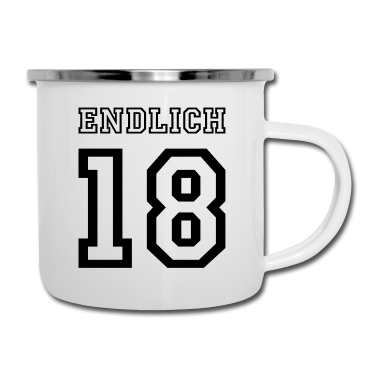 Geschenk zum 18 Emaille Tasse - Endlich 18 Trikot