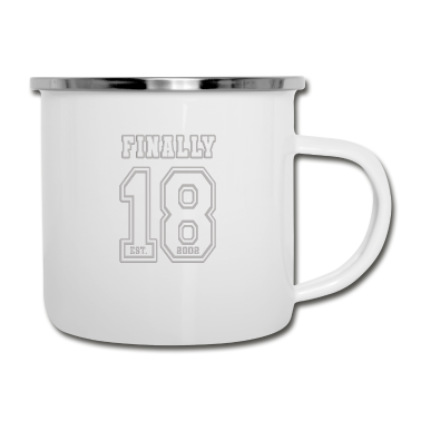 Geschenk zum 18 Emaille Tasse - Finally 18 white