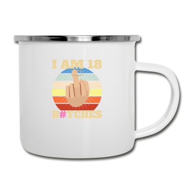 Geschenk zum 18 Emaille Tasse - Ich bin 18 B#tches