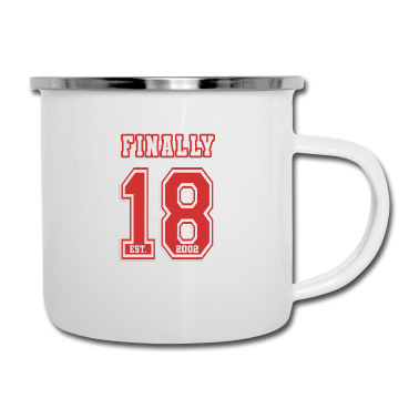 Geschenk zum 18 Emaille Tasse - Finally 18 Red