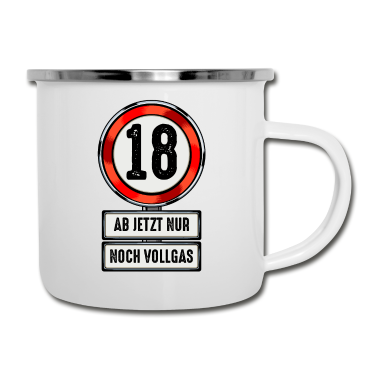 Geschenk zum 18 Emaille Tasse - 18 Jahre Lustiges Schild 18. Geburtstag Geschenk