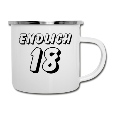 Geschenk zum 18 Emaille Tasse - Endlich 18