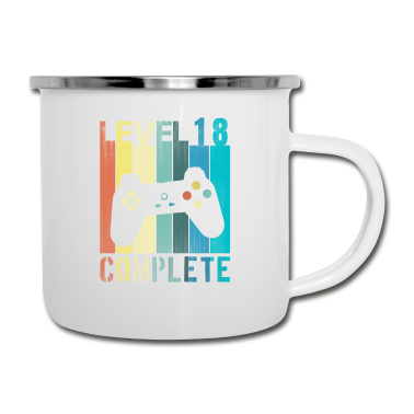 Geschenk zum 18 Emaille Tasse - 18. Geburtstag - Level Complete