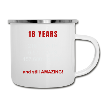 Geschenk zum 18 Emaille Tasse - 18 Jahre Geschenkidee