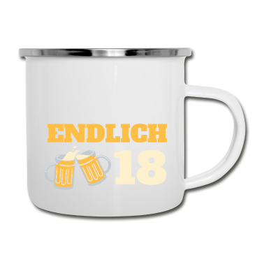 Geschenk zum 18 Emaille Tasse - Endlich 18 Jahre alt / 18. Geburtstag