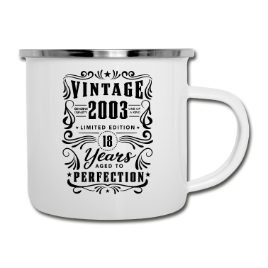 Geschenk zum 18 Emaille Tasse - 18. Geburtstag Vintage Jahr 2003 18 Jahre Achtzehn