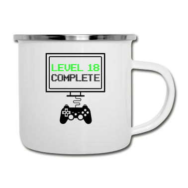 Geschenk zum 18 Emaille Tasse - Level 18 Complete - 18. Geburtstag Gamer Geschenk