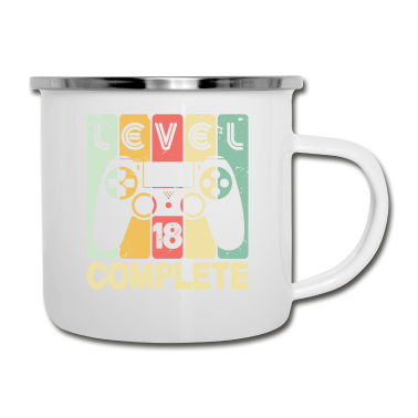 Geschenk zum 18 Emaille Tasse - Level 18 Complete - Geschenk 18. Geburtstag