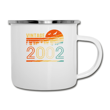 Geschenk zum 18 Emaille Tasse - Vintage 2002 Retro 18. Geburtstagsgeschenk Spaß B-Tag 18