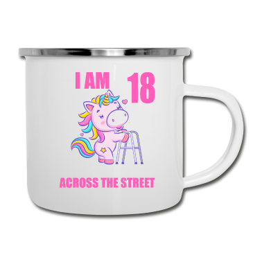 Geschenk zum 18 Emaille Tasse - 18 bitte helfen Sie mir über Straße 18. Geburtstag