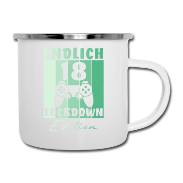 Geschenk zum 18 Emaille Tasse - 18 Geburtstag Junge Endlich 18 Lockdown Zocken