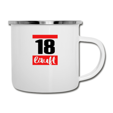 Geschenk zum 18 Emaille Tasse - Endlich 18 18. Geburtstag Volljährig Läuft Chill