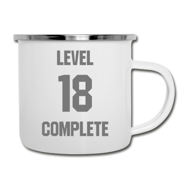 Geschenk zum 18 Emaille Tasse - Level 18 complete