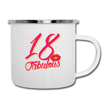 Geschenk zum 18 Emaille Tasse - 18 And Fabulous