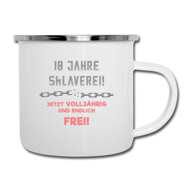 Geschenk zum 18 Emaille Tasse - 18. Geburtstag, Junge, Mädchen, 18 Jahre, Geschenk